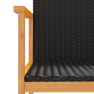 vidaXL Garden Chairs 2 pcs Black Poly Rattan&Solid Wood