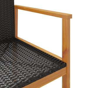 vidaXL Garden Chairs 2 pcs Black Poly Rattan&Solid Wood
