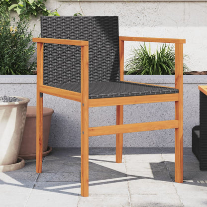 vidaXL Garden Chairs 2 pcs Black Poly Rattan&Solid Wood