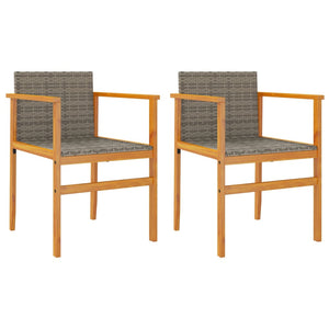 vidaXL Garden Chairs 2 pcs Grey Poly Rattan&Solid Wood
