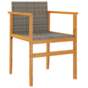 vidaXL Garden Chairs 2 pcs Grey Poly Rattan&Solid Wood