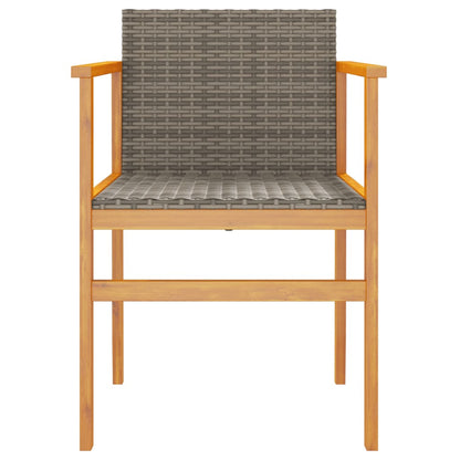 vidaXL Garden Chairs 2 pcs Grey Poly Rattan&Solid Wood