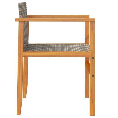 vidaXL Garden Chairs 2 pcs Grey Poly Rattan&Solid Wood