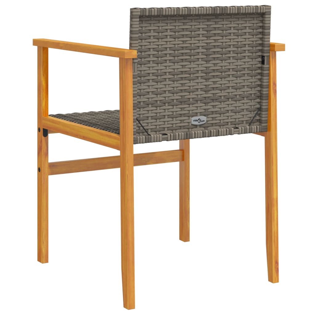 vidaXL Garden Chairs 2 pcs Grey Poly Rattan&Solid Wood