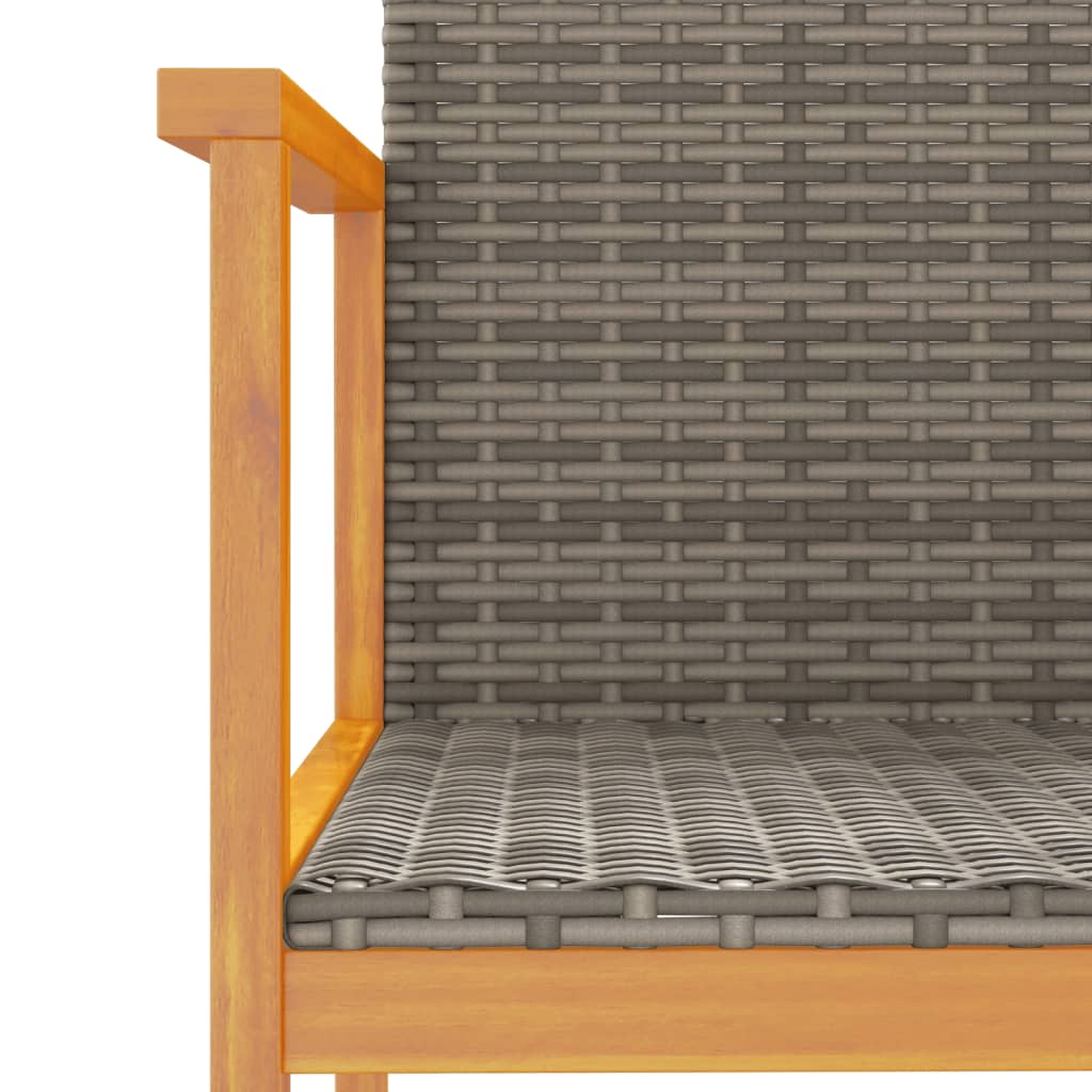 vidaXL Garden Chairs 2 pcs Grey Poly Rattan&Solid Wood