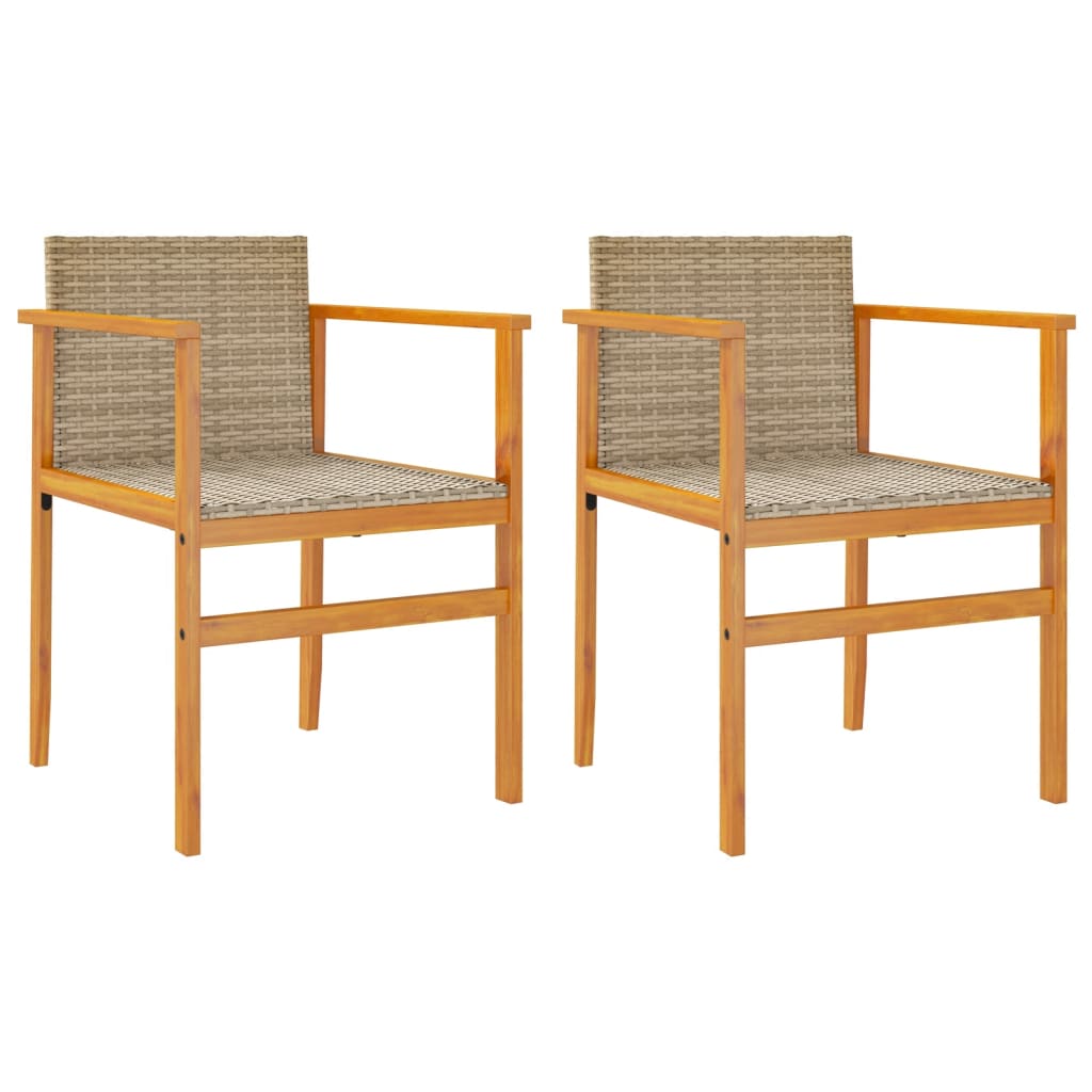 vidaXL Garden Chairs 2 pcs Beige Poly Rattan&Solid Wood