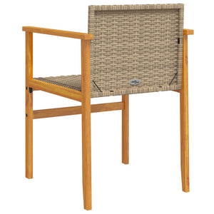 vidaXL Garden Chairs 2 pcs Beige Poly Rattan&Solid Wood