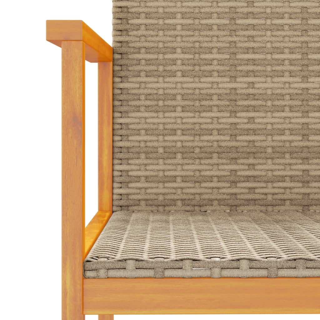 vidaXL Garden Chairs 2 pcs Beige Poly Rattan&Solid Wood