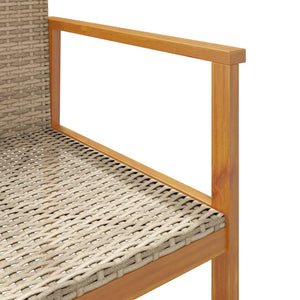 vidaXL Garden Chairs 2 pcs Beige Poly Rattan&Solid Wood