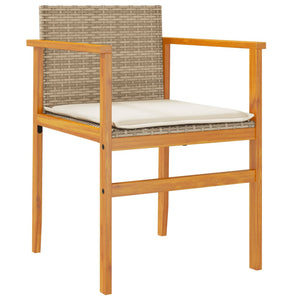 vidaXL Garden Chairs with Cushions 2 pcs Beige Poly Rattan&Solid Wood