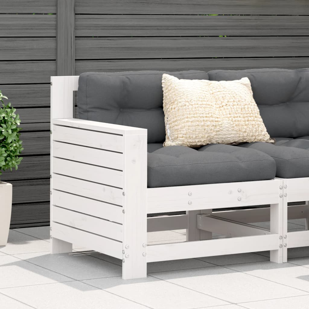 vidaXL Garden Sofa | White | Solid pine wood | Single | Modular | Garden Sofa
