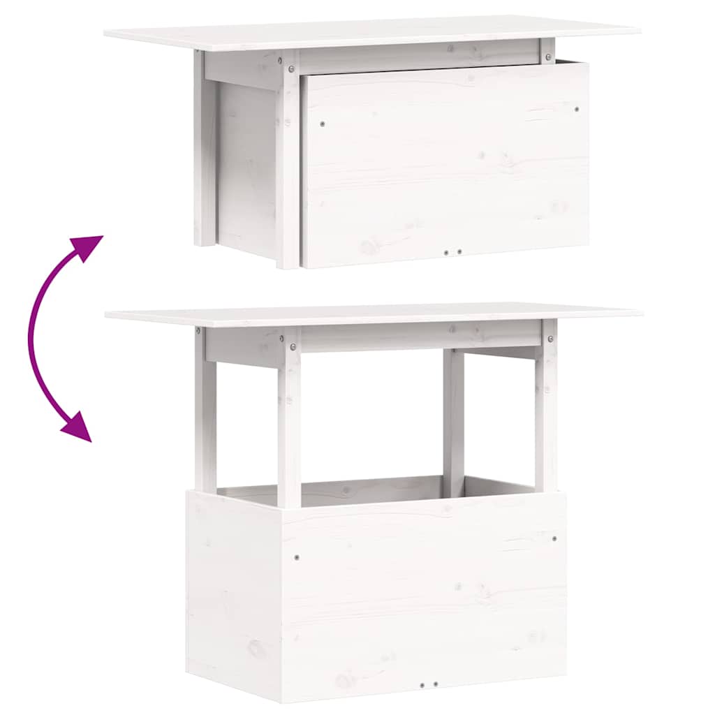 vidaXL Garden Table White 100x50x75 cm Solid Wood Pine
