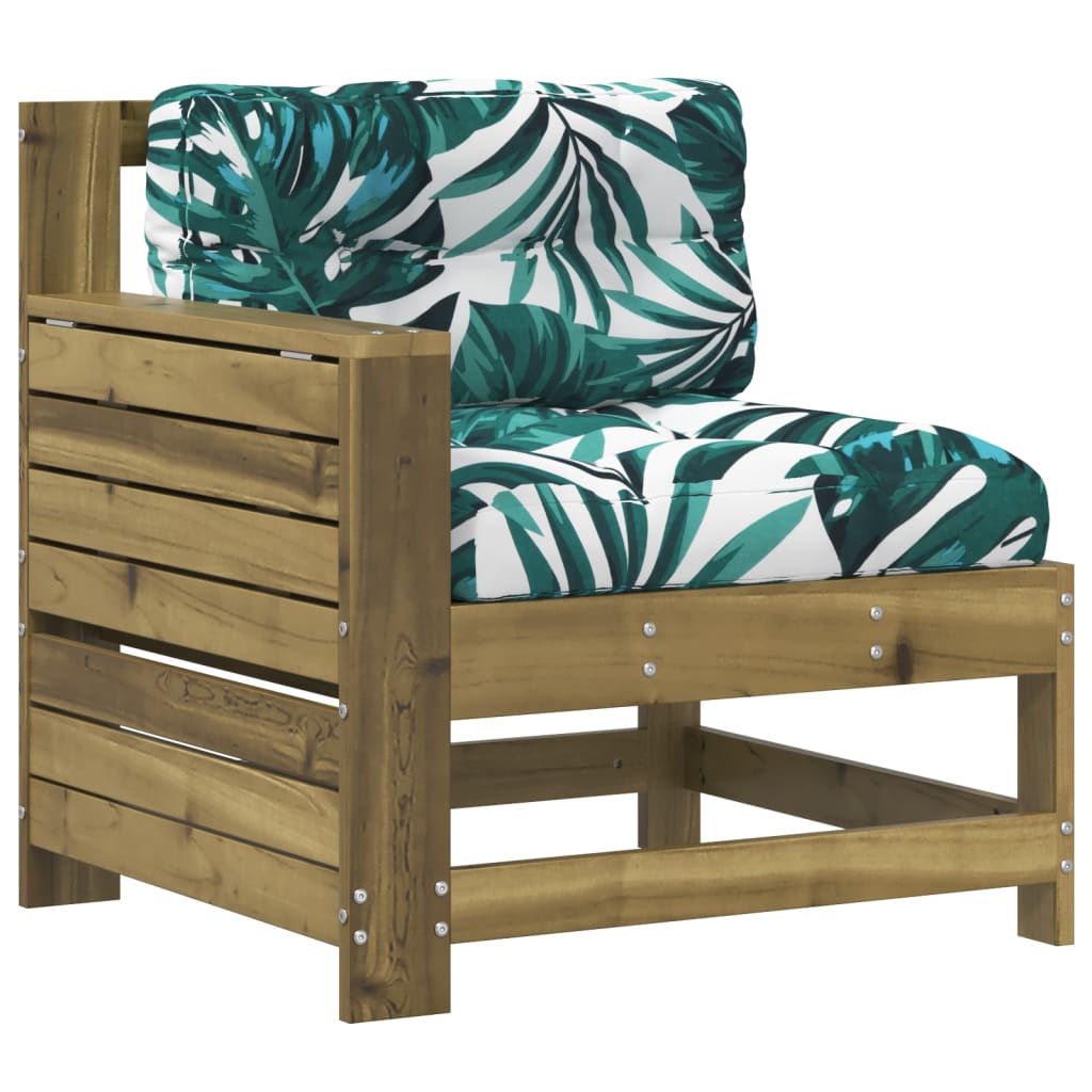 vidaXL Garden Armrest Sofa with Cushion Impregnated Wood Pine