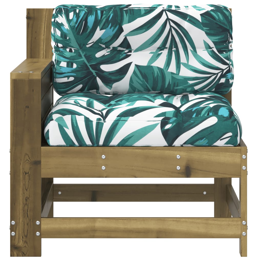 vidaXL Garden Armrest Sofa with Cushion Impregnated Wood Pine