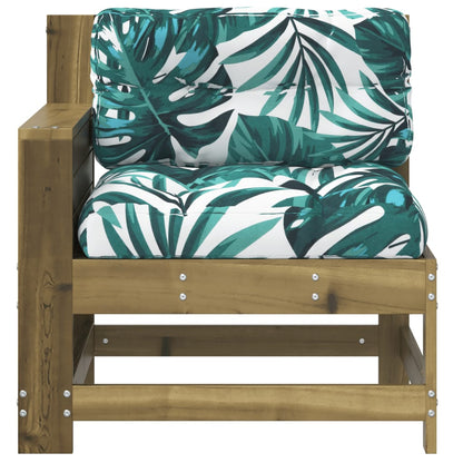 vidaXL Garden Armrest Sofa with Cushion Impregnated Wood Pine