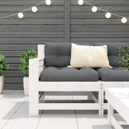 vidaXL Garden Armrest Sofa with Cushion White Solid Wood Pine