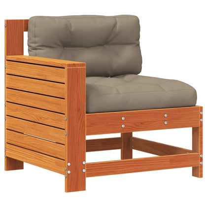 vidaXL Garden Armrest Sofa with Cushion Wax Brown Solid Wood Pine