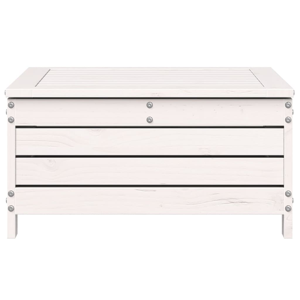vidaXL Garden Footstool with Cushion White Solid Wood Pine