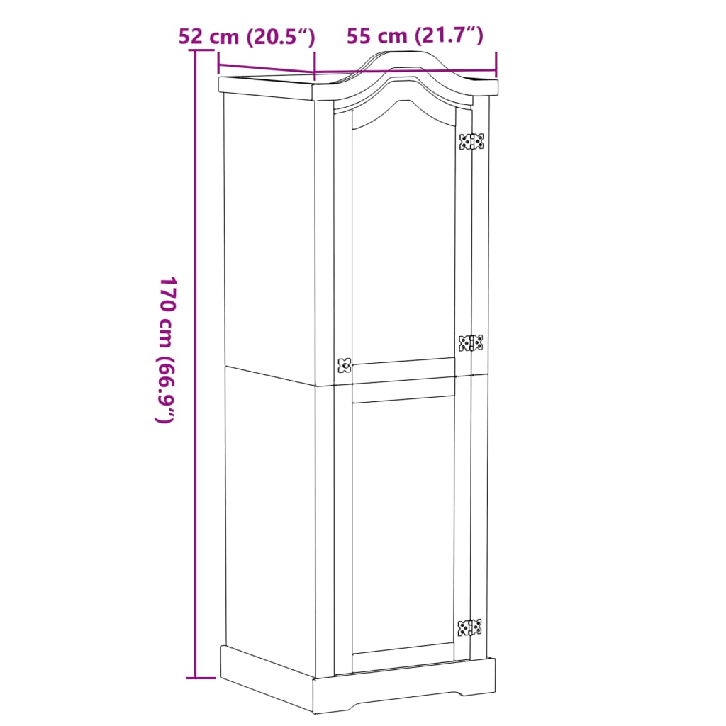 vidaXL Wardrobe Corona 55x52x170 cm Solid Wood Pine