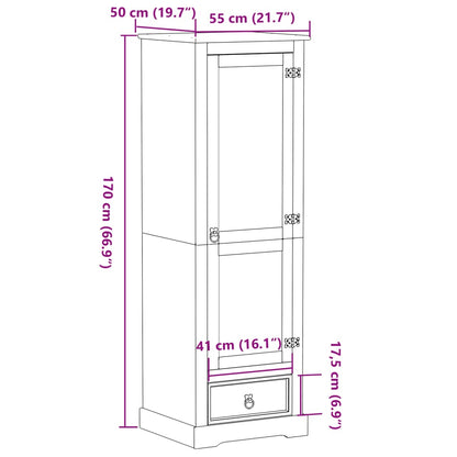 vidaXL Wardrobe Corona 55x50x170 cm Solid Wood Pine