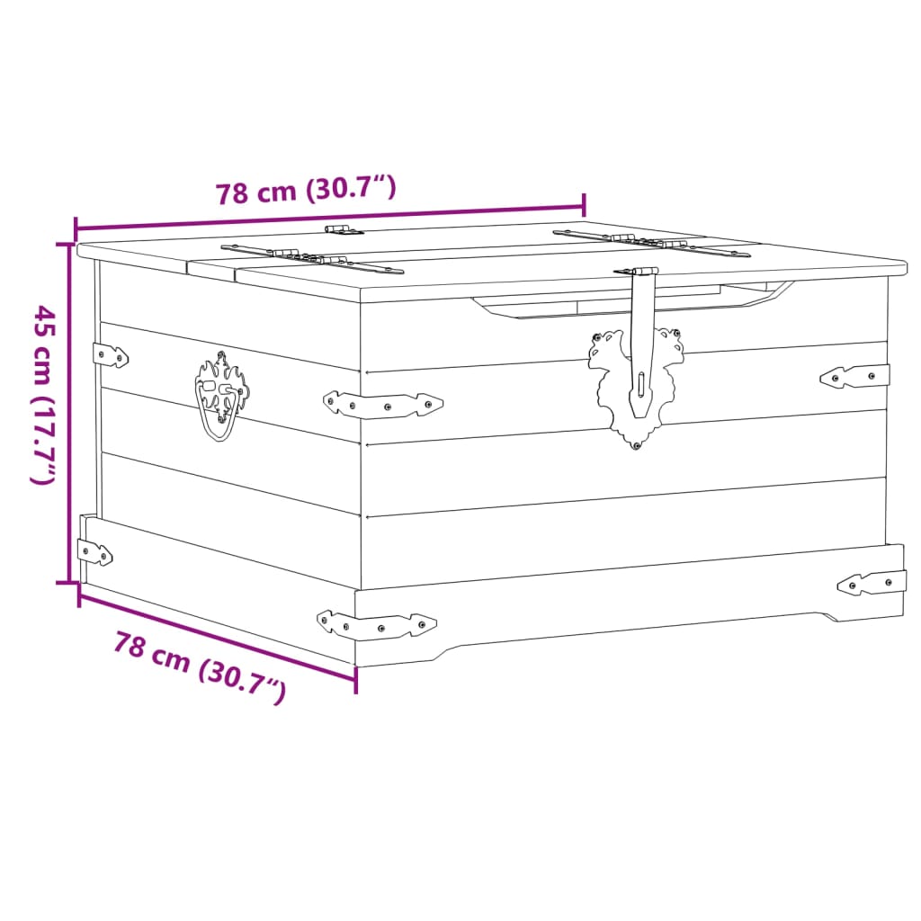 vidaXL Storage Box "Corona" 78x78x45 cm Solid Wood Pine