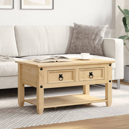 vidaXL Coffee Table with Drawers "Corona" 85x50x45 cm Solid Wood Pine
