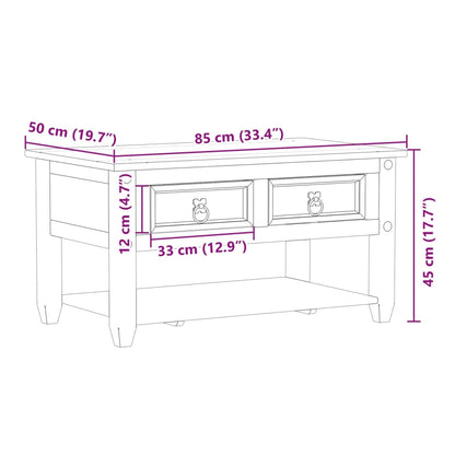 vidaXL Coffee Table with Drawers "Corona" 85x50x45 cm Solid Wood Pine