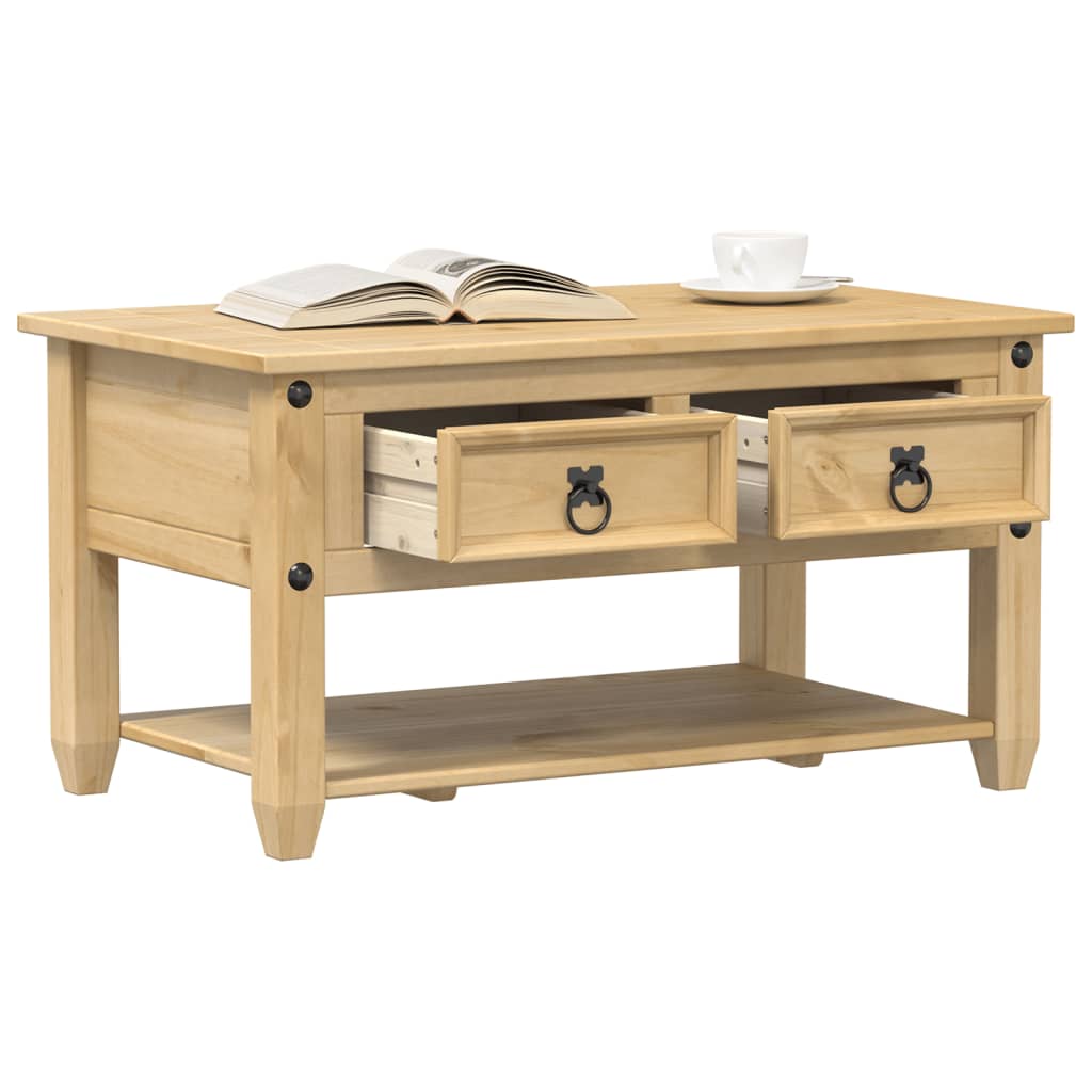vidaXL Coffee Table with Drawers "Corona" 85x50x45 cm Solid Wood Pine