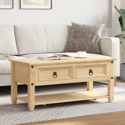 vidaXL Coffee Table with Drawers "Corona" 100x48x45 cm Solid Wood Pine