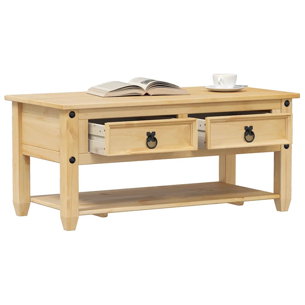 vidaXL Coffee Table with Drawers "Corona" 100x48x45 cm Solid Wood Pine