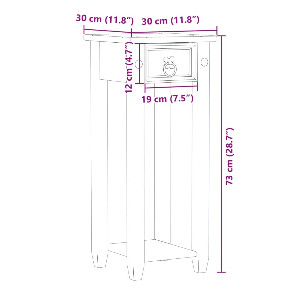 vidaXL Plant Stand Corona 30x30x73 cm Solid Wood Pine