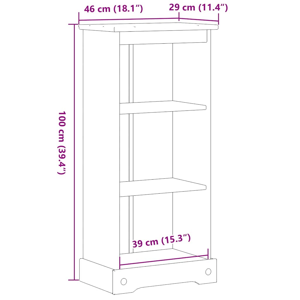 vidaXL Bookcase Corona 46x29x100 cm Solid Wood Pine