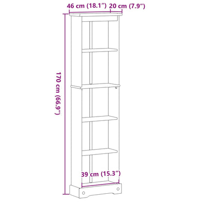 vidaXL Bookcase Corona 46x20x170 cm Solid Wood Pine