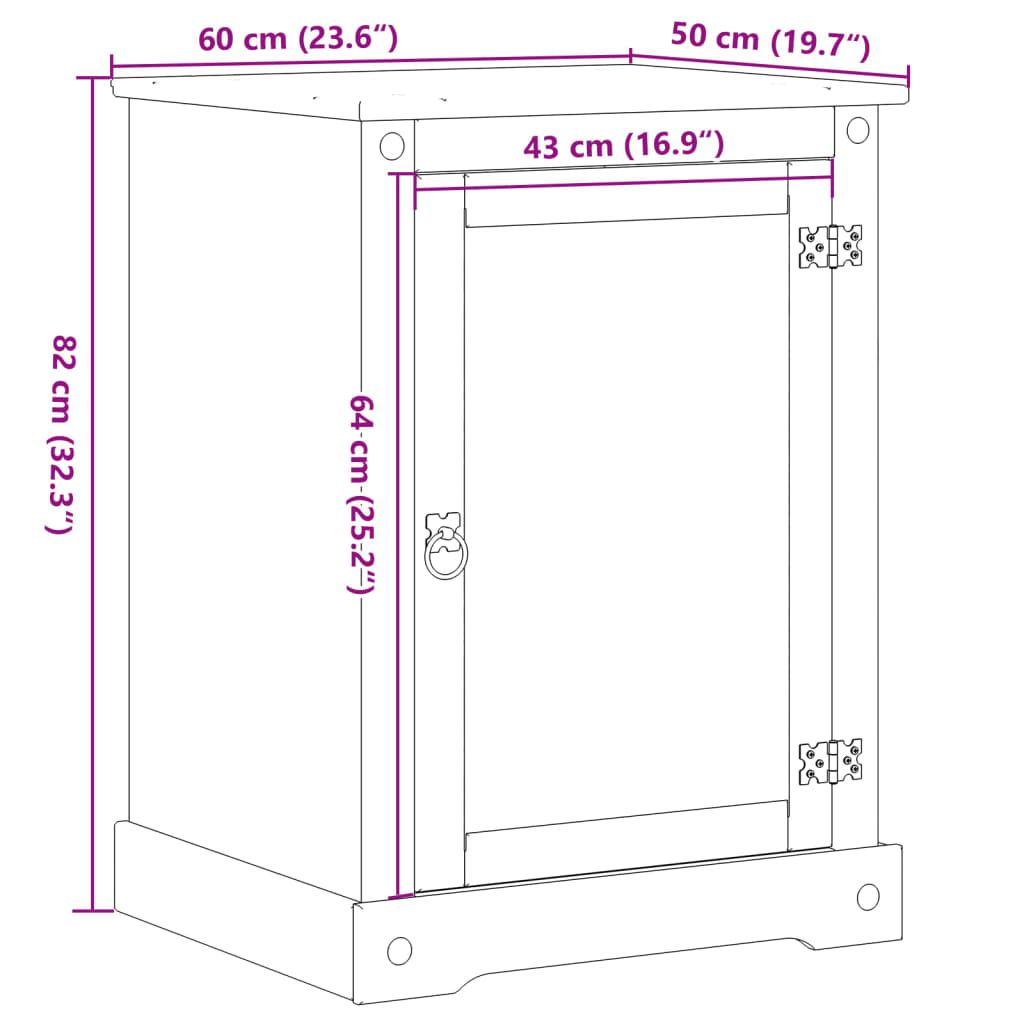vidaXL HiFi Cabinet Corona 60x50x82 cm Solid Wood Pine