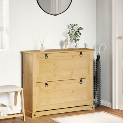 vidaXL Shoe Cabinet "Corona" 99x32x85 cm Solid Wood Pine