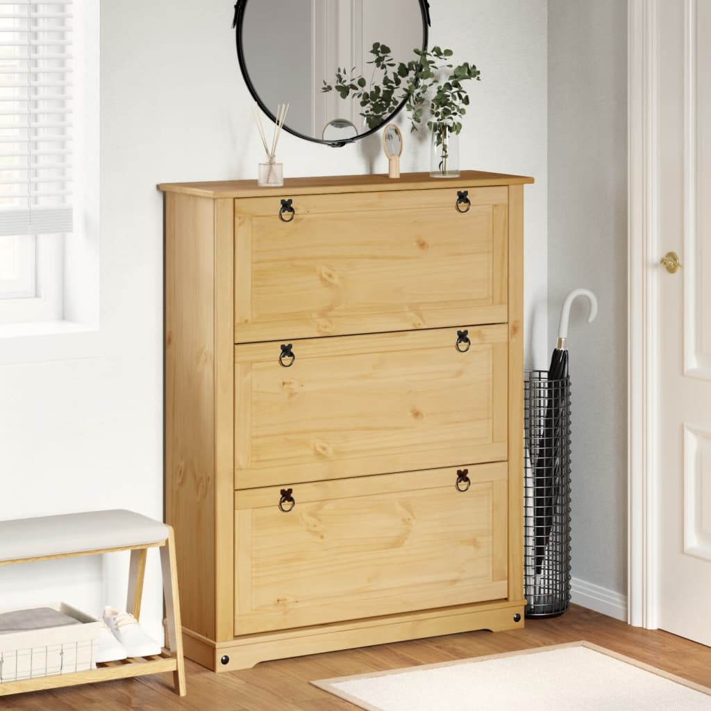 vidaXL Shoe Cabinet Corona 99x32x124.5 cm Solid Wood Pine