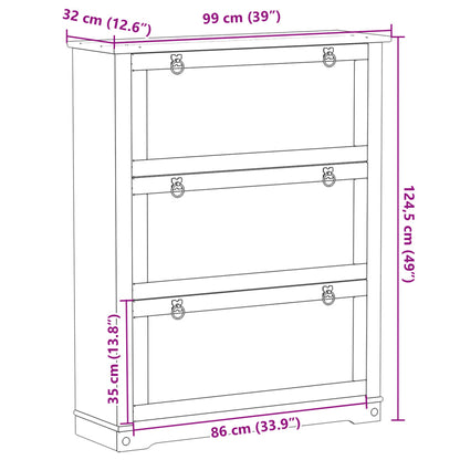vidaXL Shoe Cabinet Corona 99x32x124.5 cm Solid Wood Pine