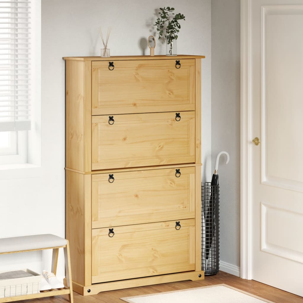 vidaXL Shoe Cabinet Corona 99x32x163.5 cm Solid Wood Pine