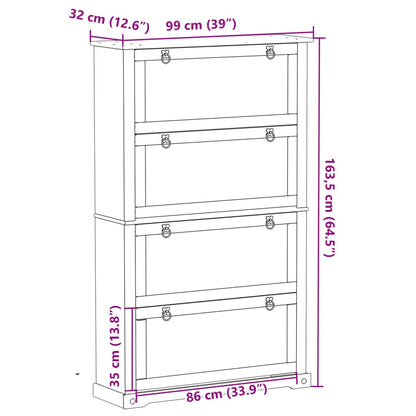 vidaXL Shoe Cabinet Corona 99x32x163.5 cm Solid Wood Pine