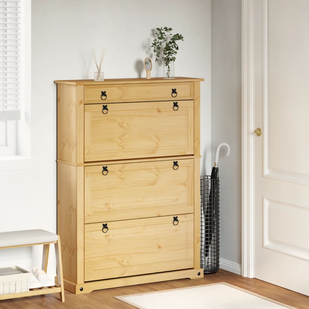 vidaXL Shoe Cabinet Corona 99x32x138 cm Solid Wood Pine