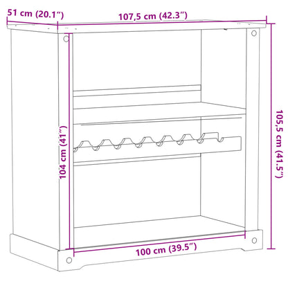 vidaXL Wine Cabinet Corona 107.5x51x105.5 cm Solid Wood Pine