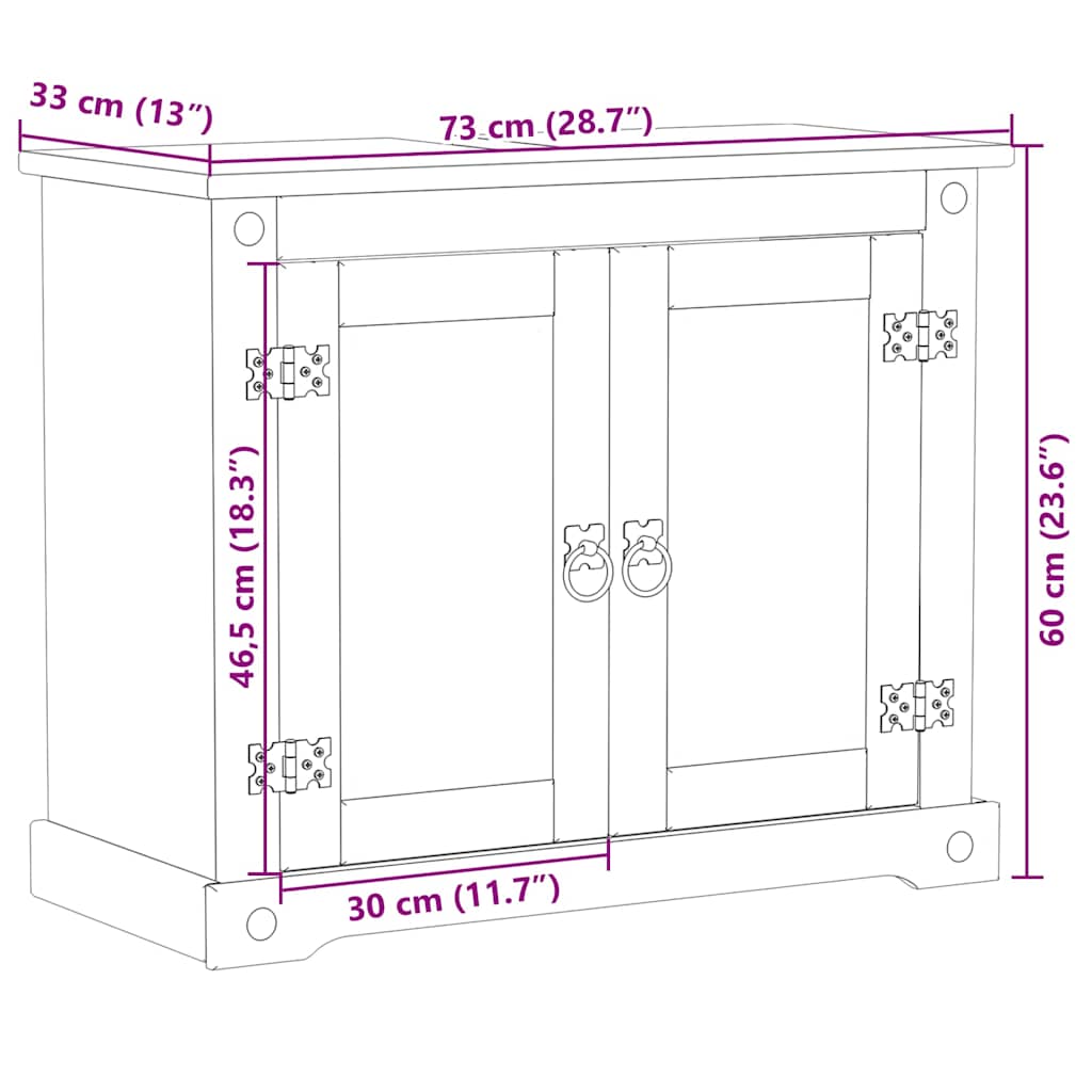 vidaXL Bathroom Sink Cabinet Corona 73x33x60 cm Solid Wood Pine