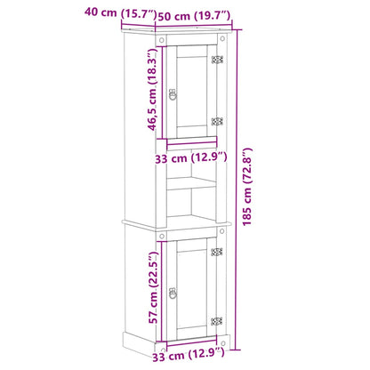 vidaXL Bathroom Cabinet Corona 50x40x185 cm Solid Wood Pine