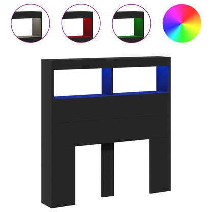 vidaXL Headboard Cabinet with LED Black 100x17x102 cm