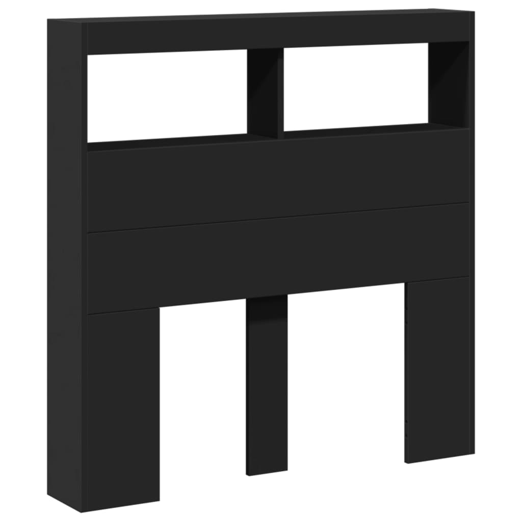 vidaXL Headboard Cabinet with LED Black 100x17x102 cm