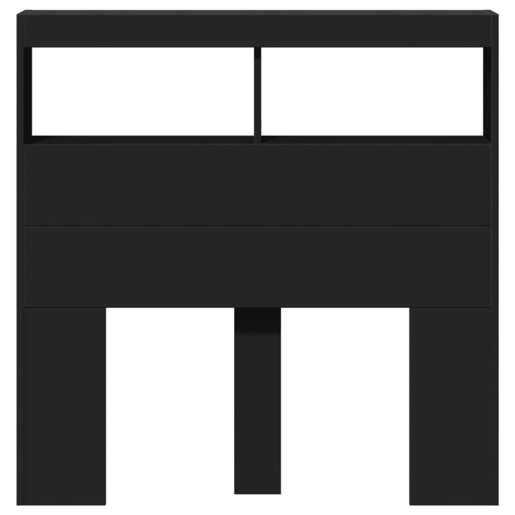 vidaXL Headboard Cabinet with LED Black 100x17x102 cm