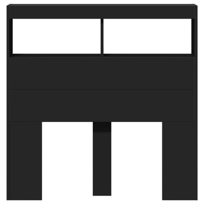 vidaXL Headboard Cabinet with LED Black 100x17x102 cm