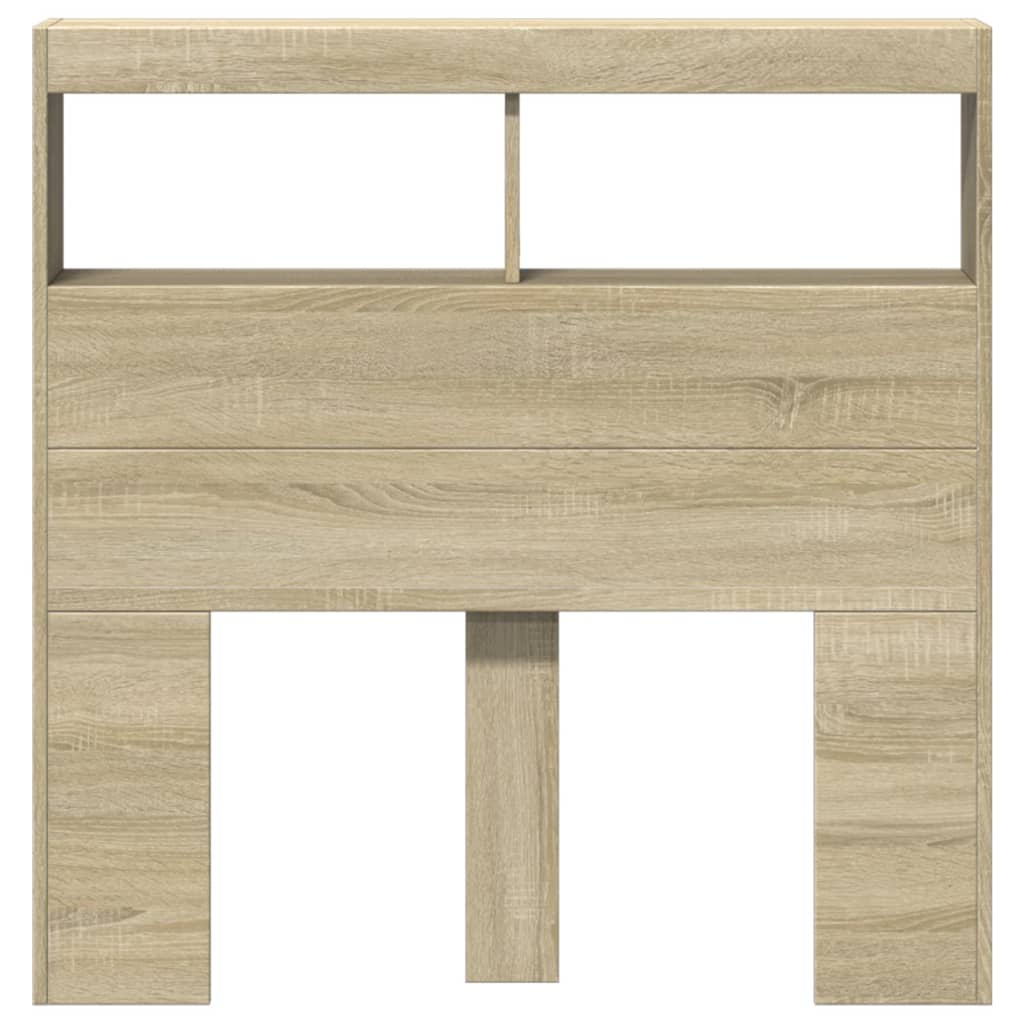 vidaXL Headboard Cabinet with LED Sonoma Oak 100x17x102 cm