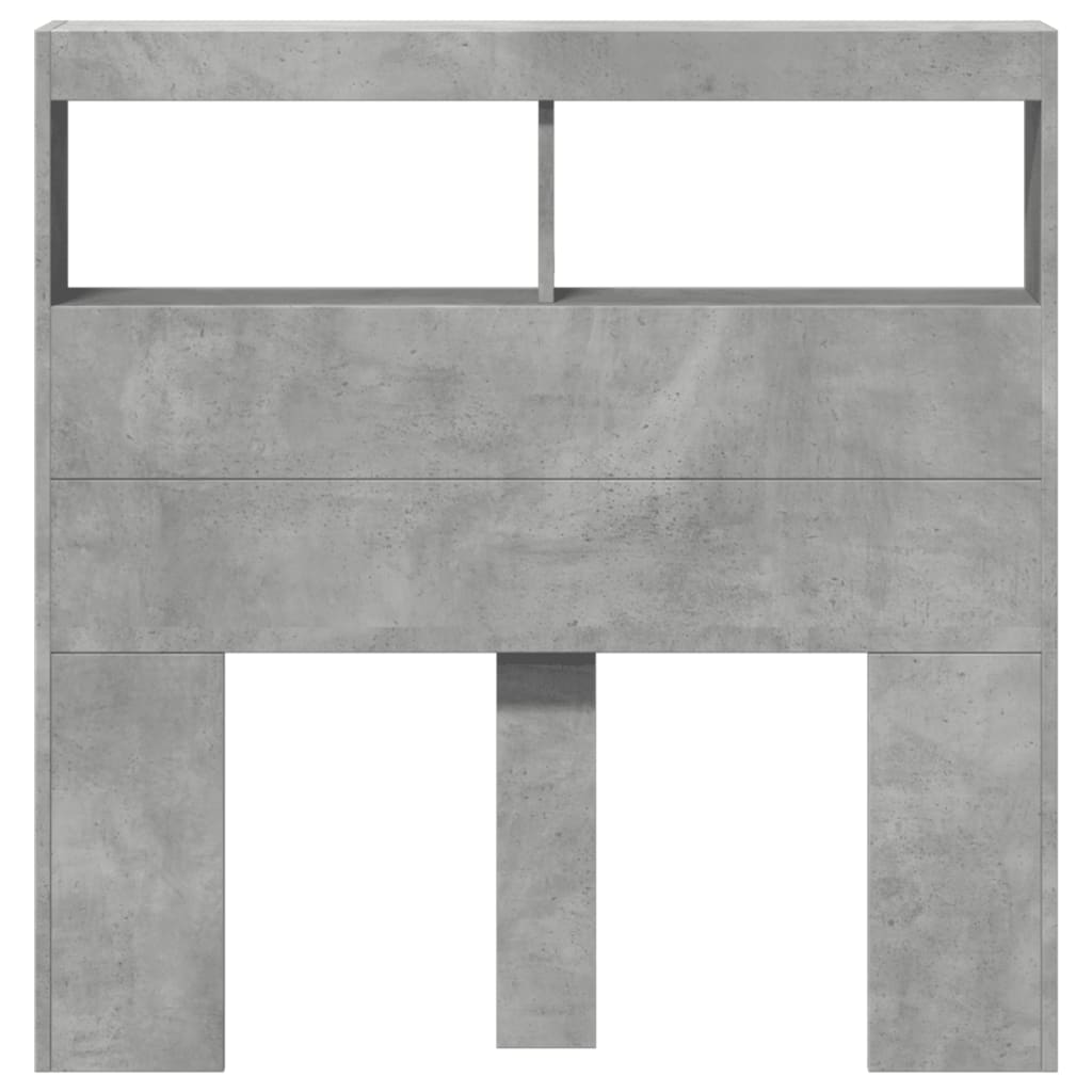 vidaXL Headboard Cabinet with LED Concrete Grey 100x17x102 cm