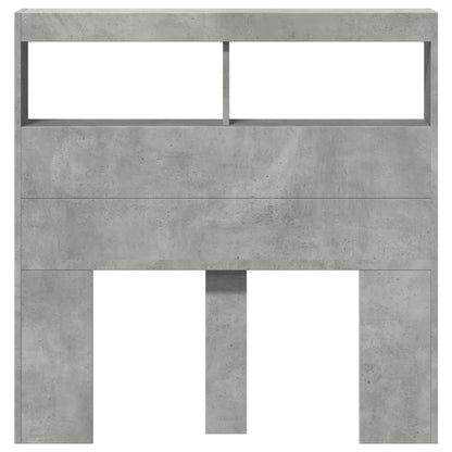 vidaXL Headboard Cabinet with LED Concrete Grey 100x17x102 cm